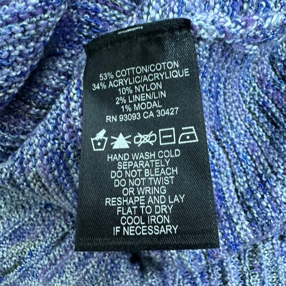 Nic+Zoe Multi Tone Purple Sweater Ribbon Detail Womens Large Cotton Modal Knit - Picture 6 of 6